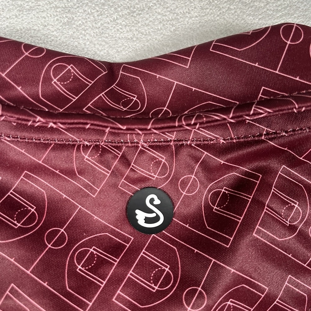 Swannies Mens Size M Burgundy Basketball Court Graphic Short Sleeve Golf Polo - Picture 6 of 8